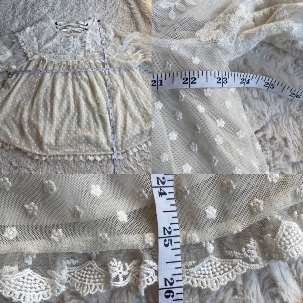 Spell and the Gypsy Cream Ivory Dawn Lace Reversible Lace Up Babydoll Blouse - Picture 6 of 8